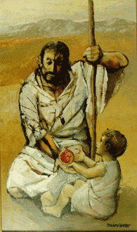 Kis Jézus átadja a gránátalmát